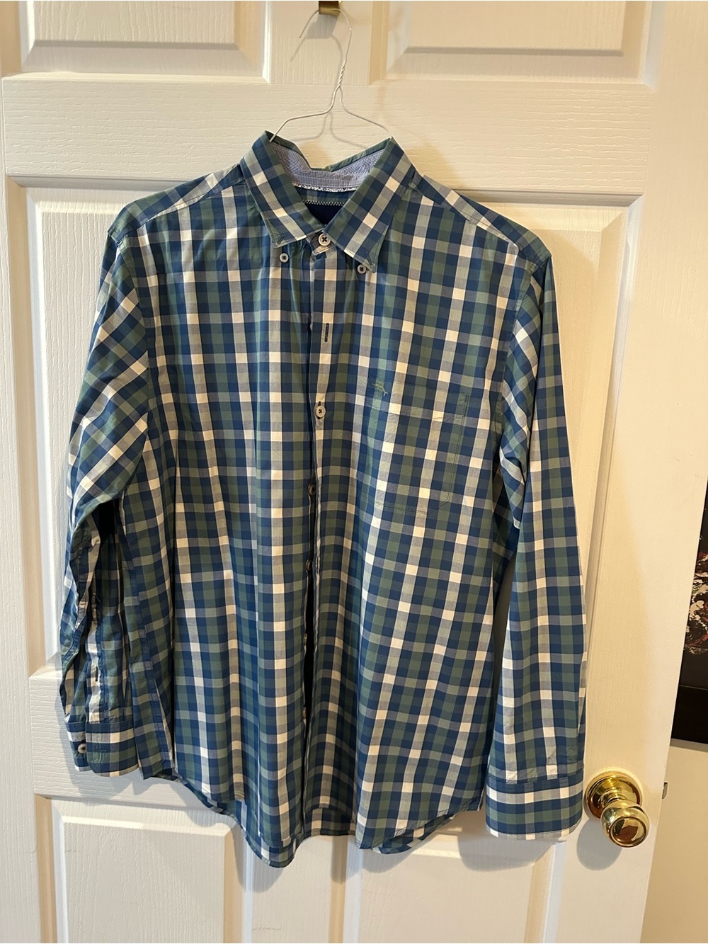 Tommy Bahama Blue and Green Checked Button-Down Shirt Never been worn
